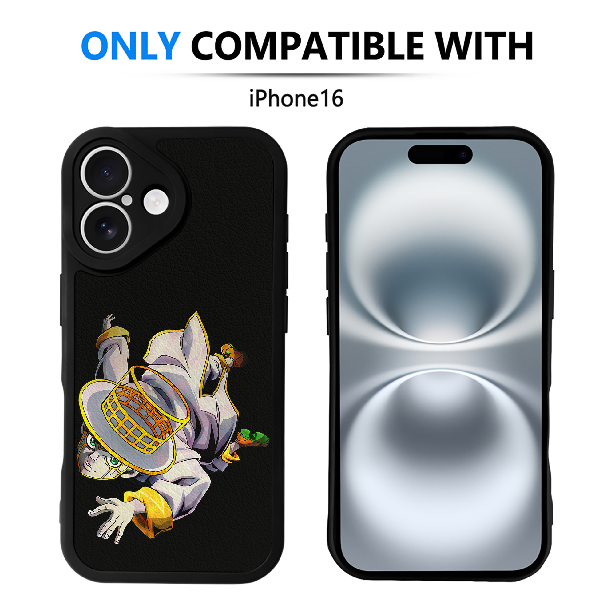 （画像用） ジョジョの奇妙な冒険 岸辺 露伴（きしべ ろはん） JoJo's Bizarre Adventure Rohan Kishibe 【iPhone 16シリーズ対応】シリコンスマホケース（レザー調） 材質：シリコン